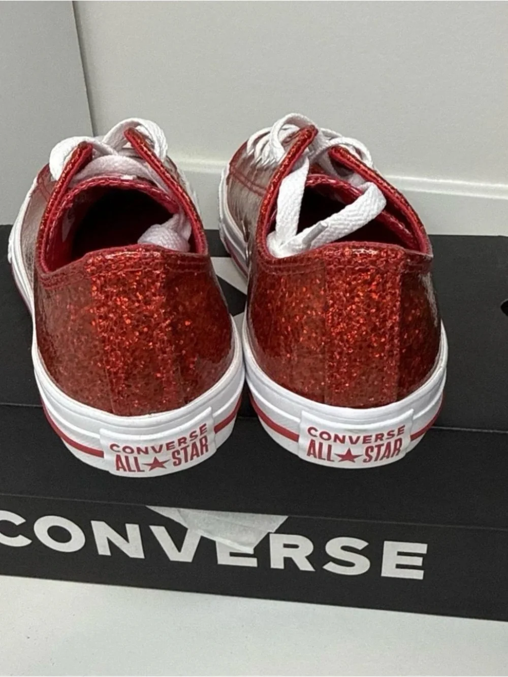 Converse Kids Low-Top Glitter Sneakers - Red 2.5 kids